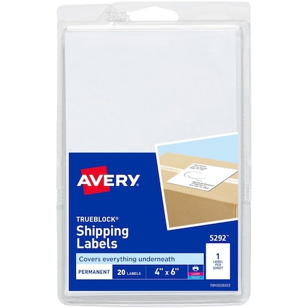 Avery Label, Lsr/Inkjt, Ship, 4X6, 20 AVE5292